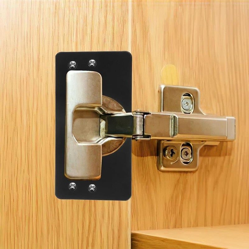 Veemoon Black Stainless Steel Hinge Repair Plate 9x4 7x0 5cm Cabinet Door Installation Kit Furniture Restoration - Image 2